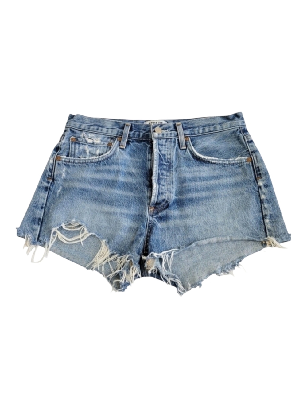 AGOLDE Parker Denim Cut-Off Shorts‎ Distressed Button Fly Size 26